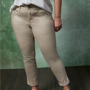 Torrid 16 Khaki Crop Aviator Skinny Stretch Twill Mid-Rise Pant